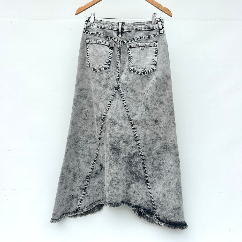 Wash Lab Pieced Denim Selma Skirt Acid Wash Midi Gray Charcoal 28 Jean - Picture 4 of 9